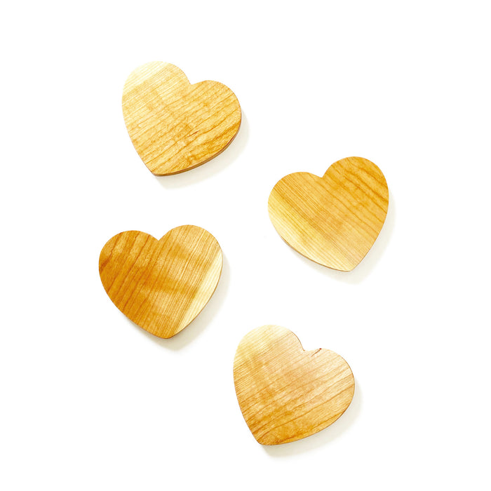 4pc Set of Heart Wooden Coasters